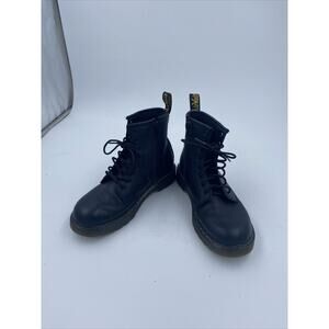 DR MARTENS-Black Leather Boots 1460 Pascal Mono Soft Leather Side Zip Womens 5